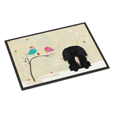 Micasa Christmas Presents Between Friends Pekingnese Black Indoor or Outdoor Mat24 x 0.25 x 36 in. MI888439